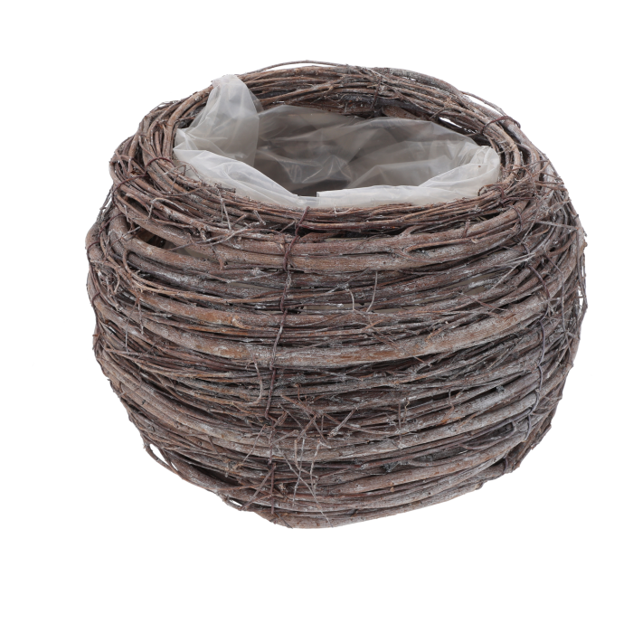 Okrągła osłonka z patyków 16 cm to naturalna dekoracja florystyczna typu drewniane z kory, idealna do aranżacji wnętrz w stylu boho.