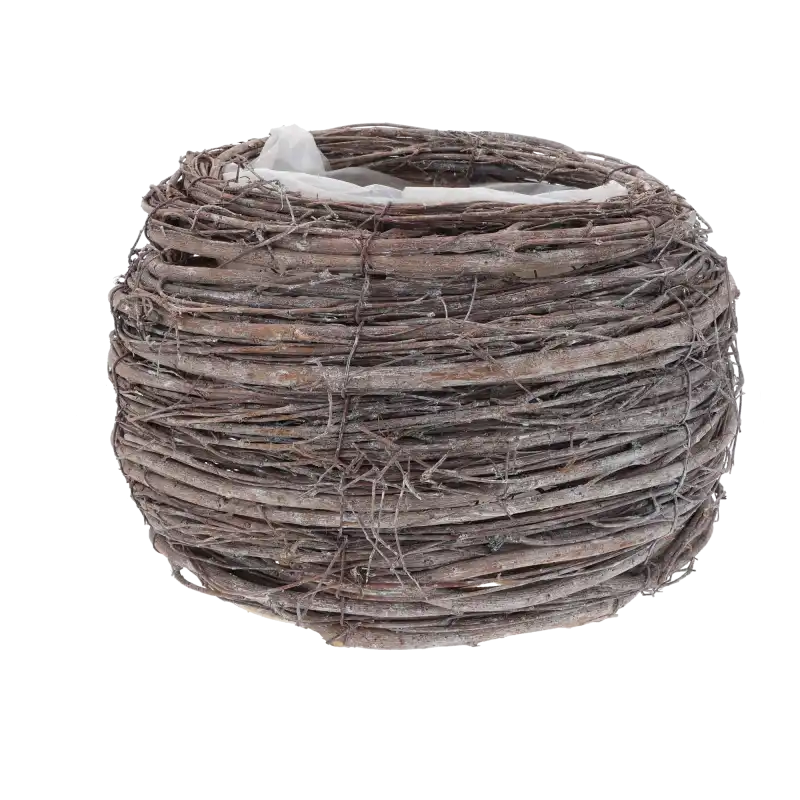 Okrągła osłonka z patyków o średnicy 16 cm na białym tle, prezentująca naturalny materiał i okrągły kształt.