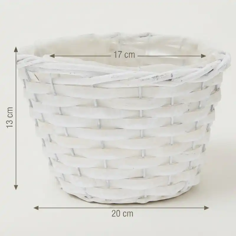 Techniczne ujęcie osłonki z naniesionymi wymiarami: 20 cm średnicy zewnętrznej i 13 cm wysokości.
