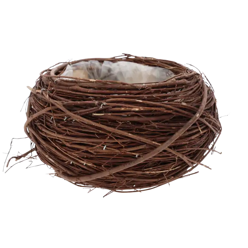 Okrągła osłonka z patyków 18 cm – naturalna, brązowa dekoracja z kory z folią ochronną wewnątrz, idealna jako baza do kwiatów.