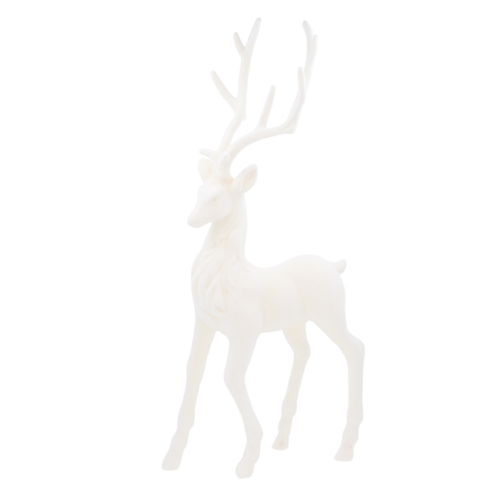 Biały renifer 80 cm z charakterystycznym porożem. Elegancka figurka ozdobna do wnętrz.