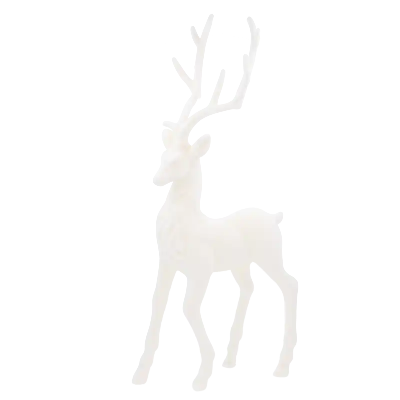 Biały renifer 80 cm z charakterystycznym porożem. Elegancka figurka ozdobna do wnętrz.