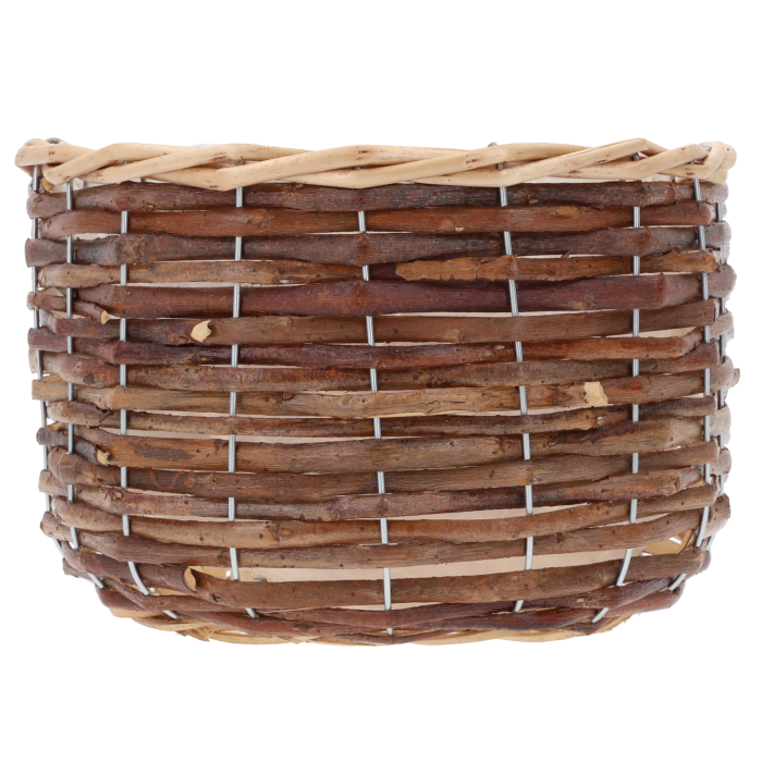 Wiklinowa osłonka 22 cm o ażurowej konstrukcji w naturalnym brązowym odcieniu z jaśniejszym rantem.
