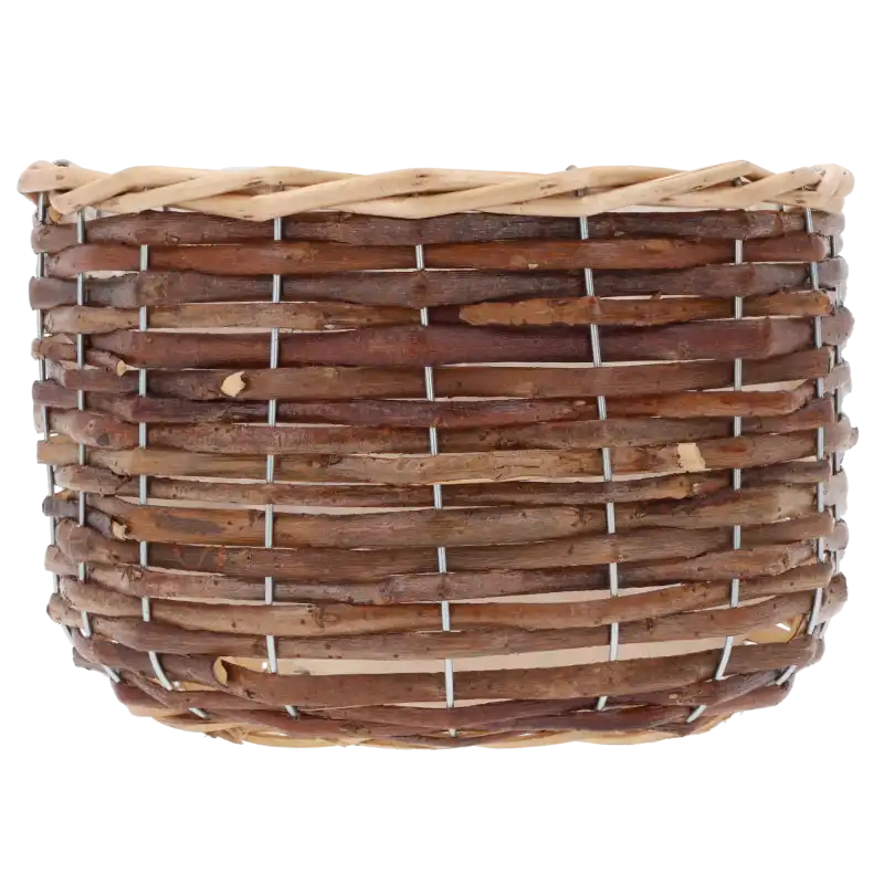 Wiklinowa osłonka 22 cm o ażurowej konstrukcji w naturalnym brązowym odcieniu z jaśniejszym rantem.