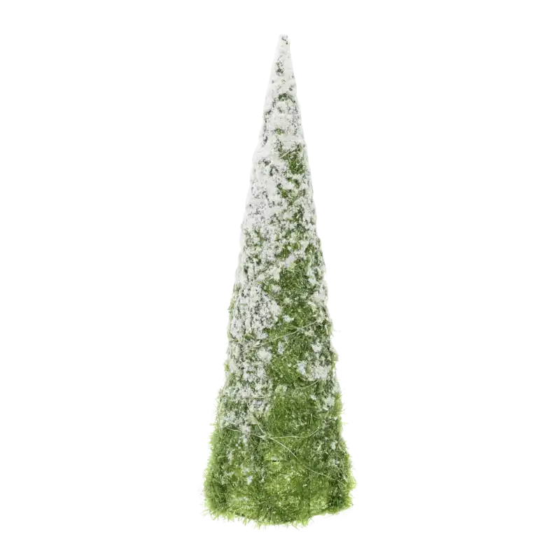 Choinka ośnieżona 40 cm bez włączonego oświetlenia, prezentująca naturalny kształt i zimowy design dekoracji.