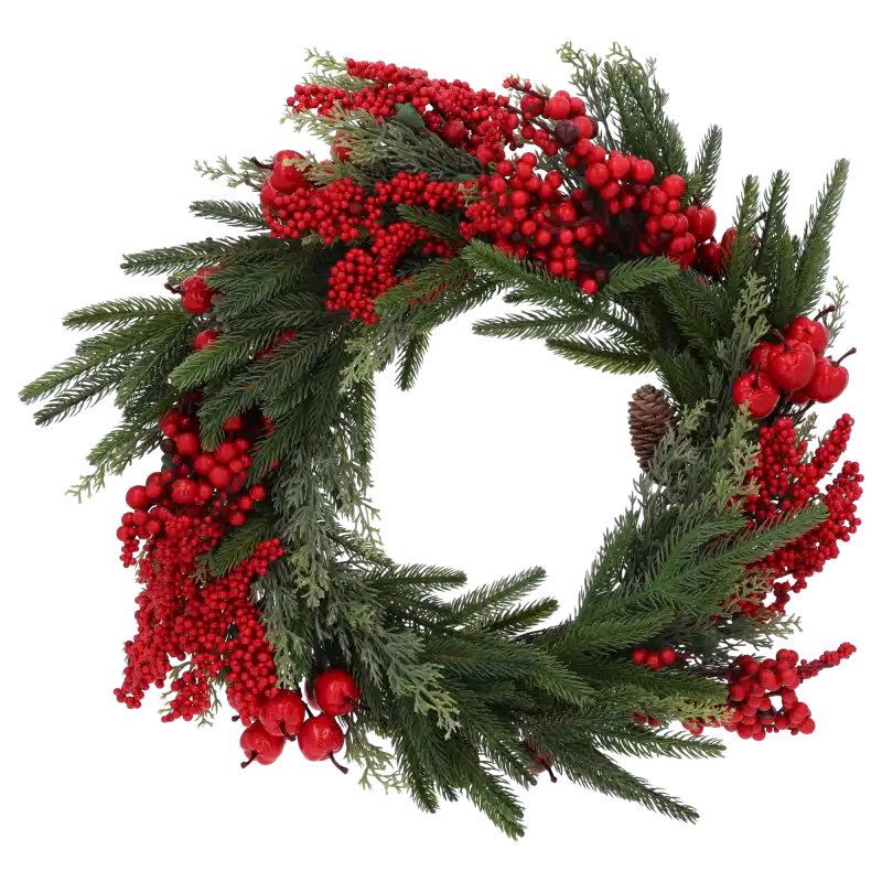 Zdobiony świąteczny wianek dekoracyjny 50 cm Trend Deco w ujęciu frontowym