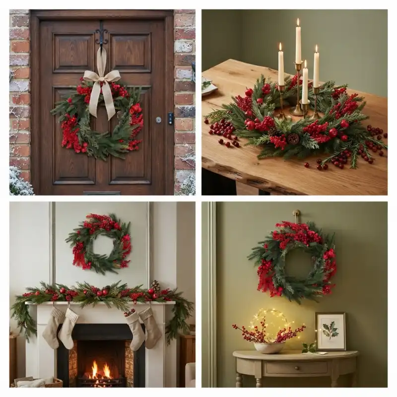 Kolekcja inspiracji wnętrzarskich z wiankiem świątecznym Trend Deco