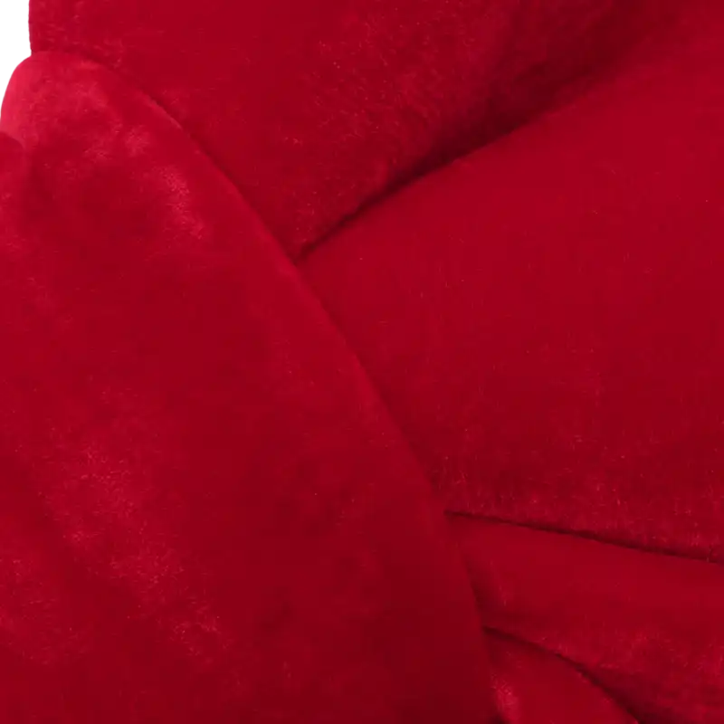 Detaliczny widok z bliska na strukturę i mięsisty materiał czerwonej kokardy Trend Deco