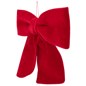 Dekoracyjna czerwona kokarda z weluru 80cm Trend Deco na białym tle