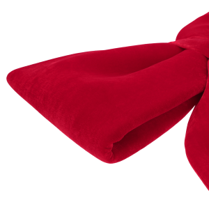 Zbliżenie na miękką, welurową fakturę czerwonej kokardy Trend Deco ukazujące wysoką jakość materiału