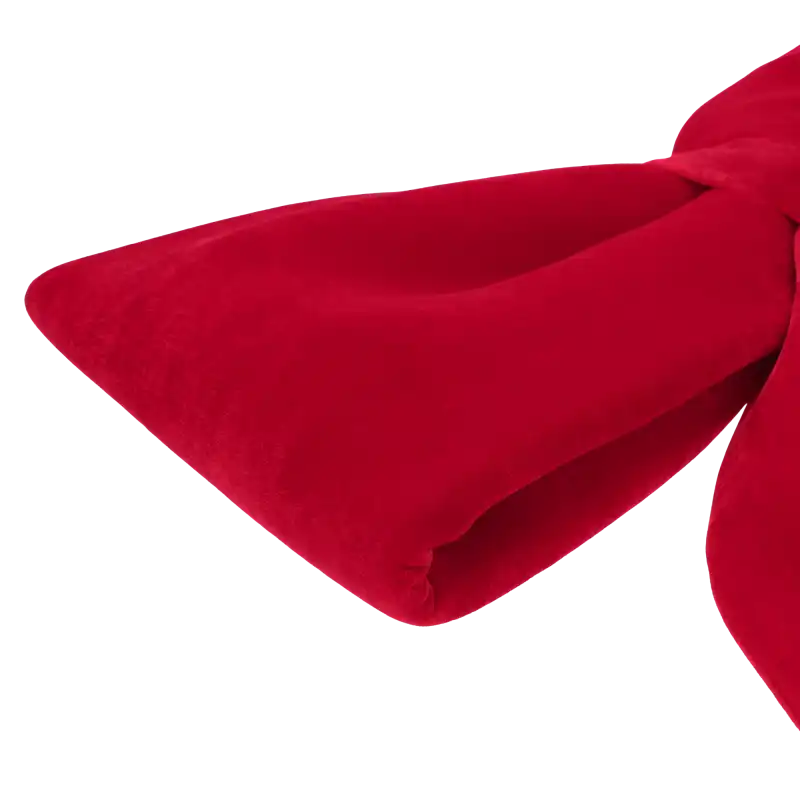 Zbliżenie na miękką, welurową fakturę czerwonej kokardy Trend Deco ukazujące wysoką jakość materiału