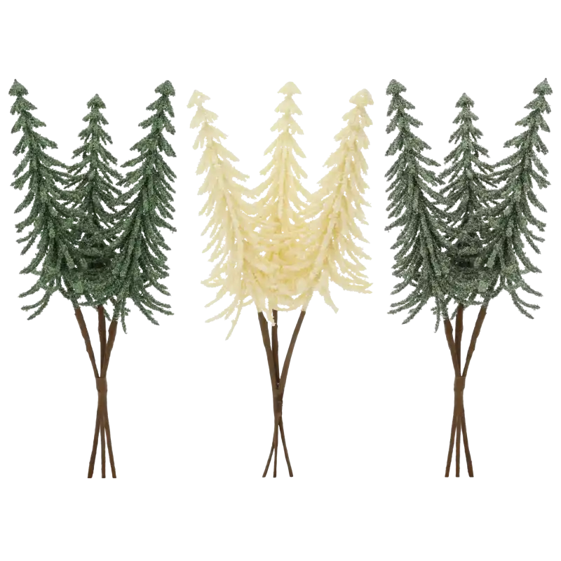 Komplet choinek na piku 30 cm komplet 18 szt. Trend Deco w fabrycznym opakowaniu.
