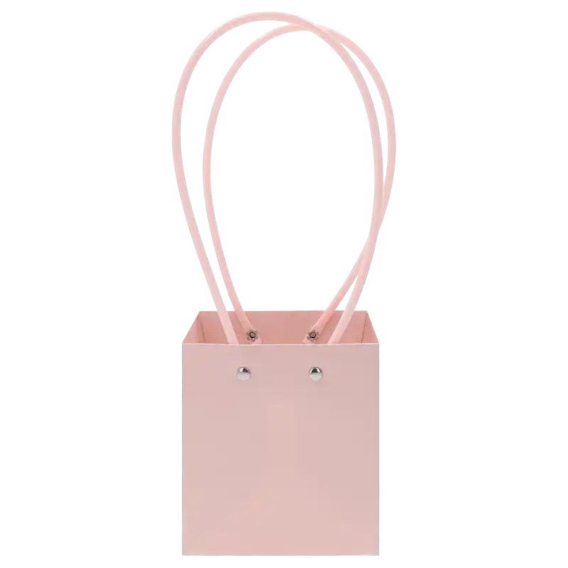 Torebka kwiatowa różowa kwadratowa 32cm Trend Deco na białym tle.