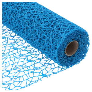 Rolkowa prezentacja niebieskiej siatki z organzy Trend Deco o szerokości 48 cm.