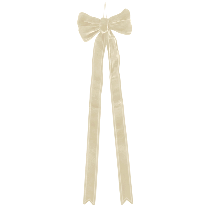 Kremowa welurowa kokarda ozdobna 150 cm