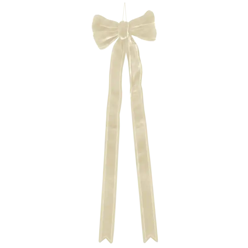 Kremowa welurowa kokarda ozdobna 150 cm
