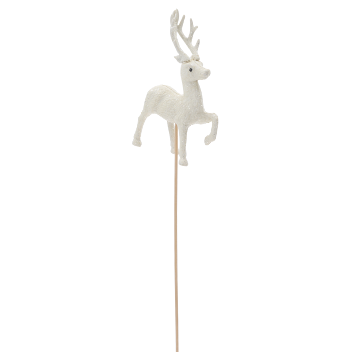 Biały renifer na piku 35 cm