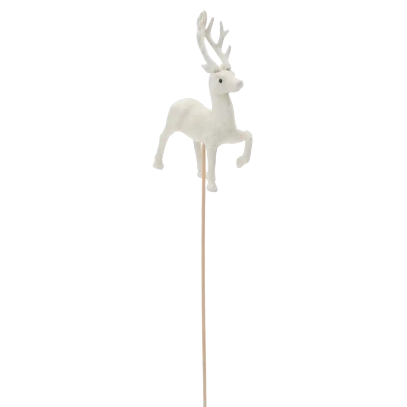Biały renifer na piku 35 cm
