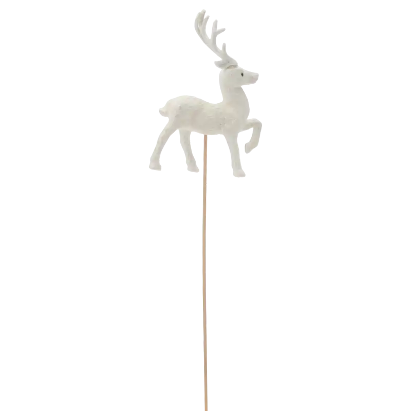 Biały renifer na piku 35 cm