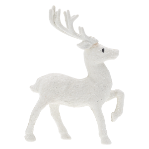 Biały brokatowy renifer 13 cm z tworzywa