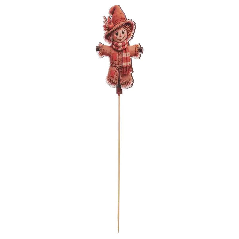 Pomarańczowy drewniany pik strach na wróble o długości 37 cm