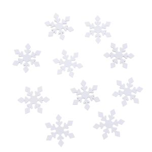 Białe drewniane śnieżynki o średnicy 3,5 cm, zestaw 10 sztuk.