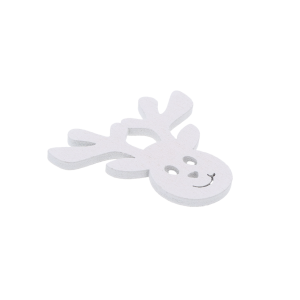 Białe drewniane renifery 4x4 cm, zestaw 10 sztuk.