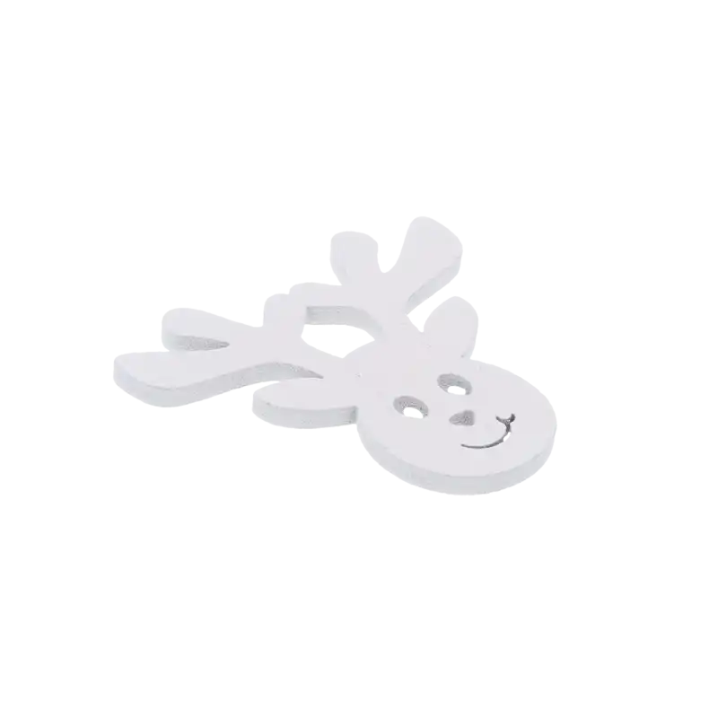Białe drewniane renifery 4x4 cm, zestaw 10 sztuk.