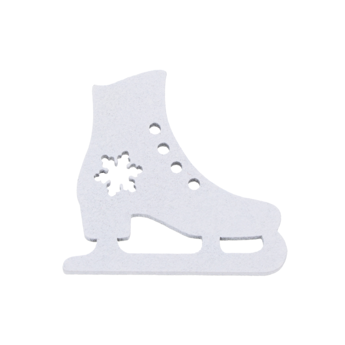 Biała drewniana łyżwa dekoracyjna 4x4 cm, 10 sztuk