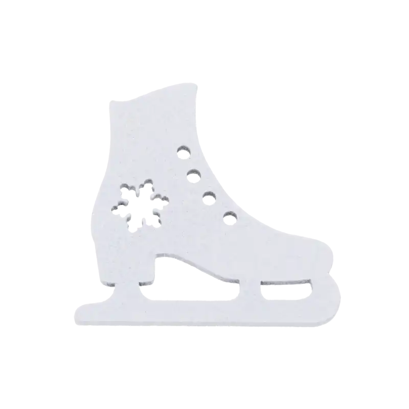 Biała drewniana łyżwa dekoracyjna 4x4 cm, 10 sztuk