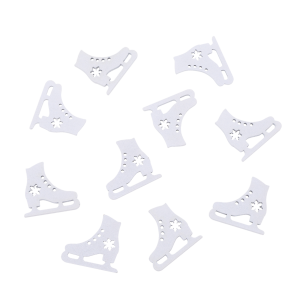 Białe drewniane łyżwy 4x4 cm, zestaw 10 sztuk.