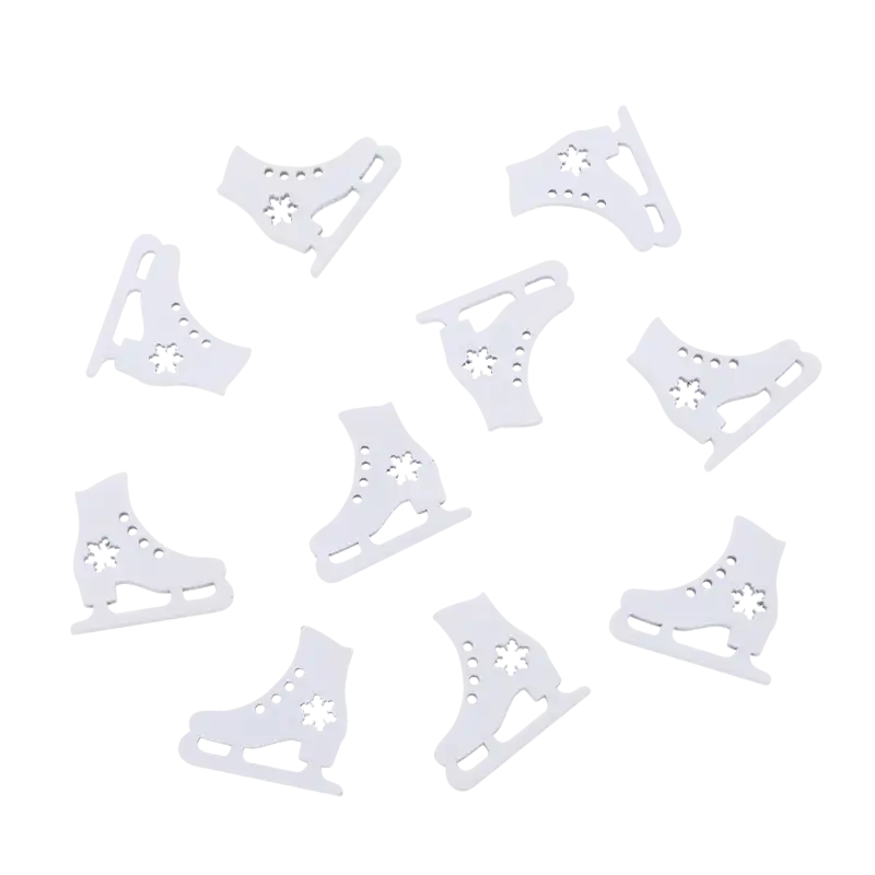 Białe drewniane łyżwy 4x4 cm, zestaw 10 sztuk.