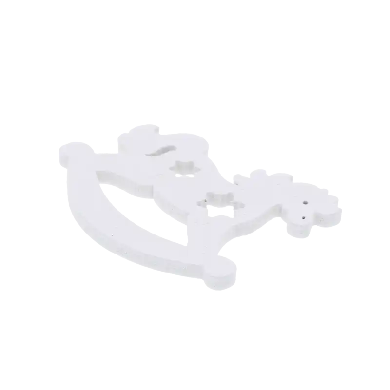 Biały drewniany konik na biegunach 3,5x4 cm, 10 sztuk
