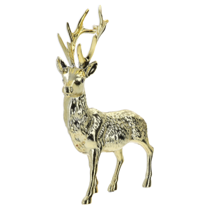 Złota świąteczna figurka renifera o wysokości 17 cm z błyszczącym wykończeniem