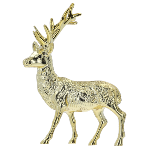Złota świąteczna figurka renifera o wysokości 17 cm z błyszczącym wykończeniem