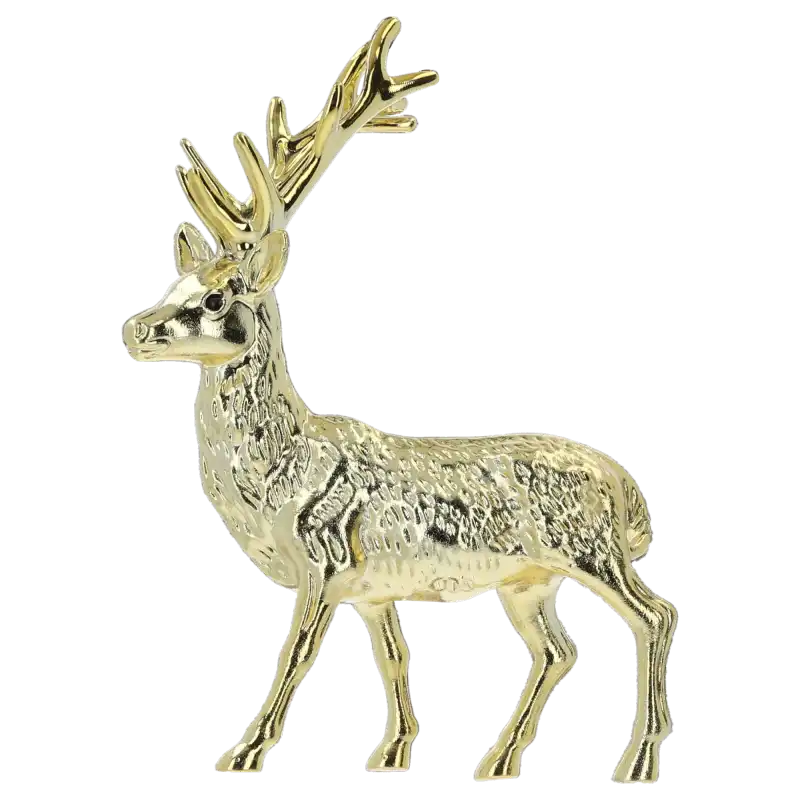Złota świąteczna figurka renifera o wysokości 17 cm z błyszczącym wykończeniem