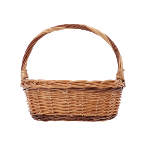 Brązowe owalne kosze wiklinowe z pałąkiem, zestaw 2 sztuk o wysokości 30 cm