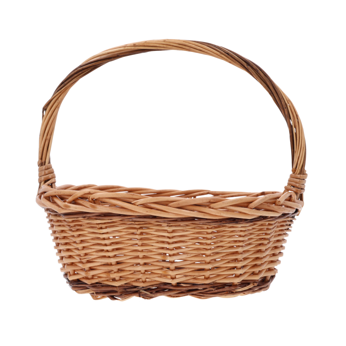 Brązowe owalne kosze wiklinowe 2 szt. z pałąkiem, rozmiar M 32x28 cm