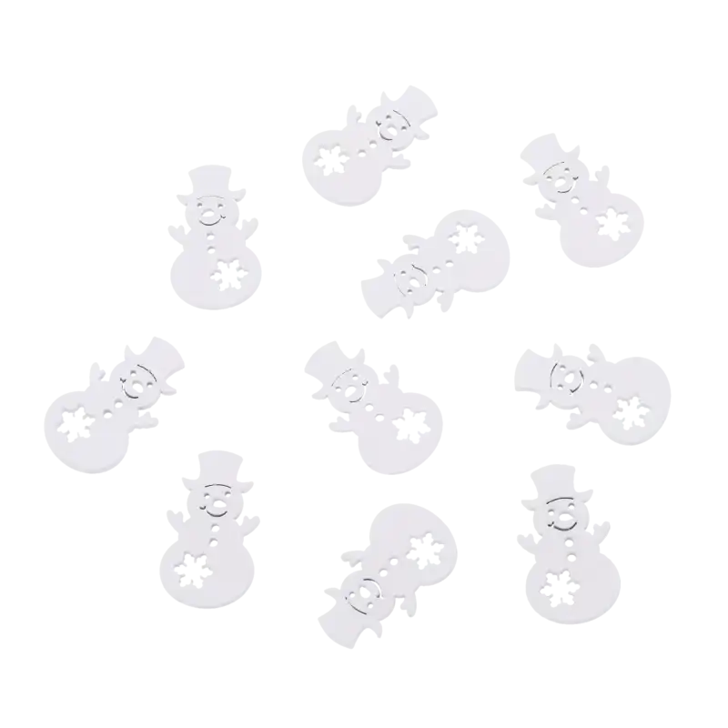 Białe drewniane bałwanki 4x2,5 cm, 10 sztuk.