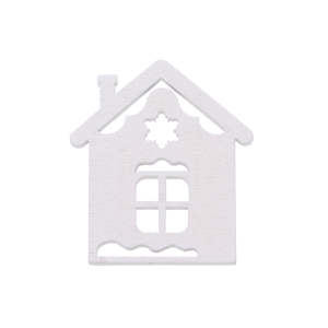 Biały drewniany domek ozdobny o wymiarach 3x4 cm