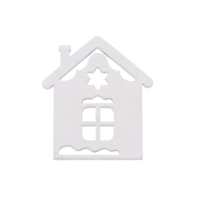 Biały drewniany domek ozdobny o wymiarach 3x4 cm