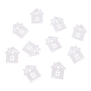 Białe drewniane domki 3x4 cm, 10 sztuk, ozdoby świąteczne