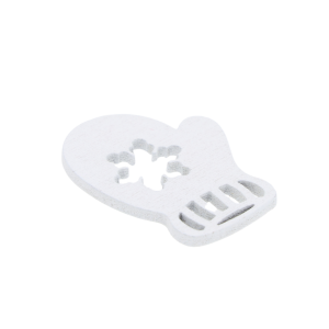Biała drewniana rękawiczka 4x3 cm, zestaw 10 sztuk ozdób zimowych