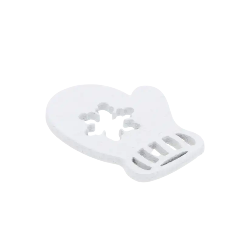 Biała drewniana rękawiczka 4x3 cm, zestaw 10 sztuk ozdób zimowych