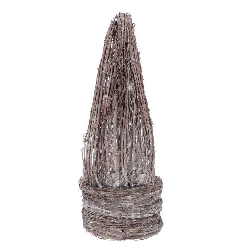 Okrągły drewniany kosz do kompozycji o wysokości 40 cm z naturalnych gałęzi.