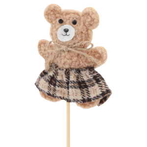 Beżowy filcowy miś w spódniczce na piku 33 cm