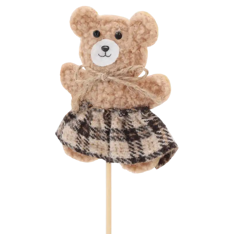Beżowy filcowy miś w spódniczce na piku 33 cm