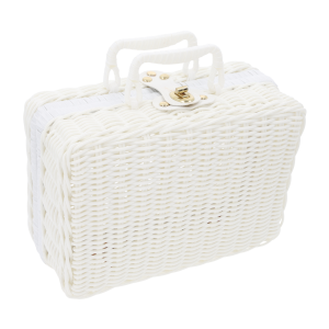 Biały kuferek dekoracyjny walizka 26x18 cm ze złotym zapięciem