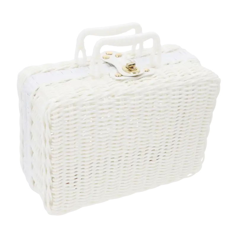 Biały kuferek dekoracyjny walizka 26x18 cm ze złotym zapięciem