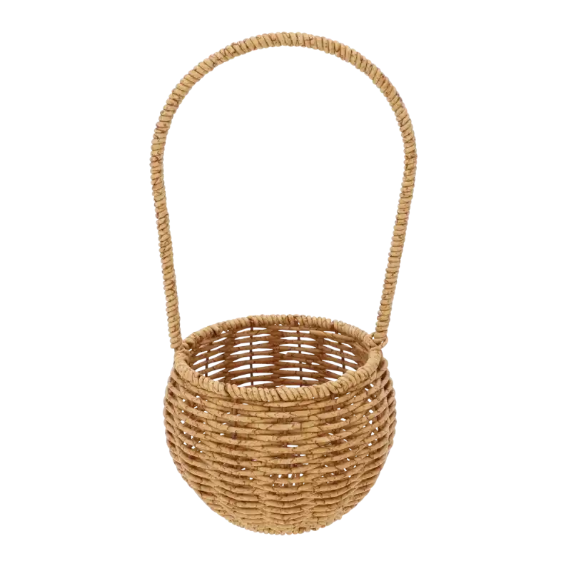 Brązowy koszyk dekoracyjny z plecionki 14x14x30H z pałąkiem